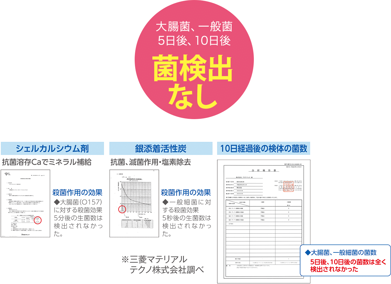 大腸菌、一般菌5日後、10日後菌検出なし